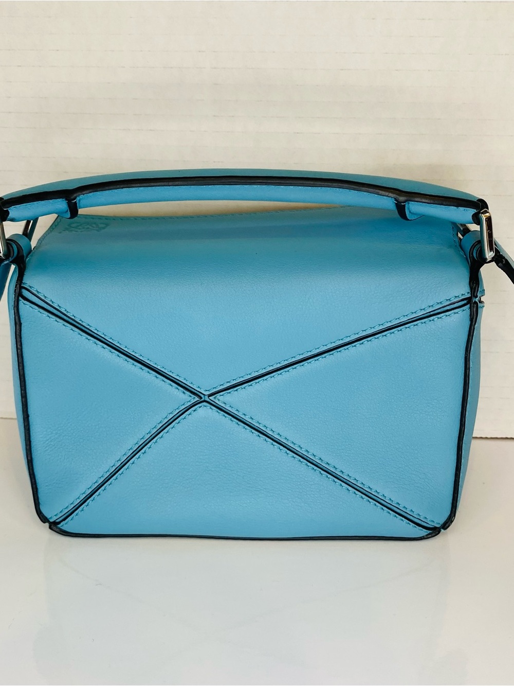Women's Loewe Puzzle bag mini Blue Leather Top-Handle Bag - Picture 2 of 12